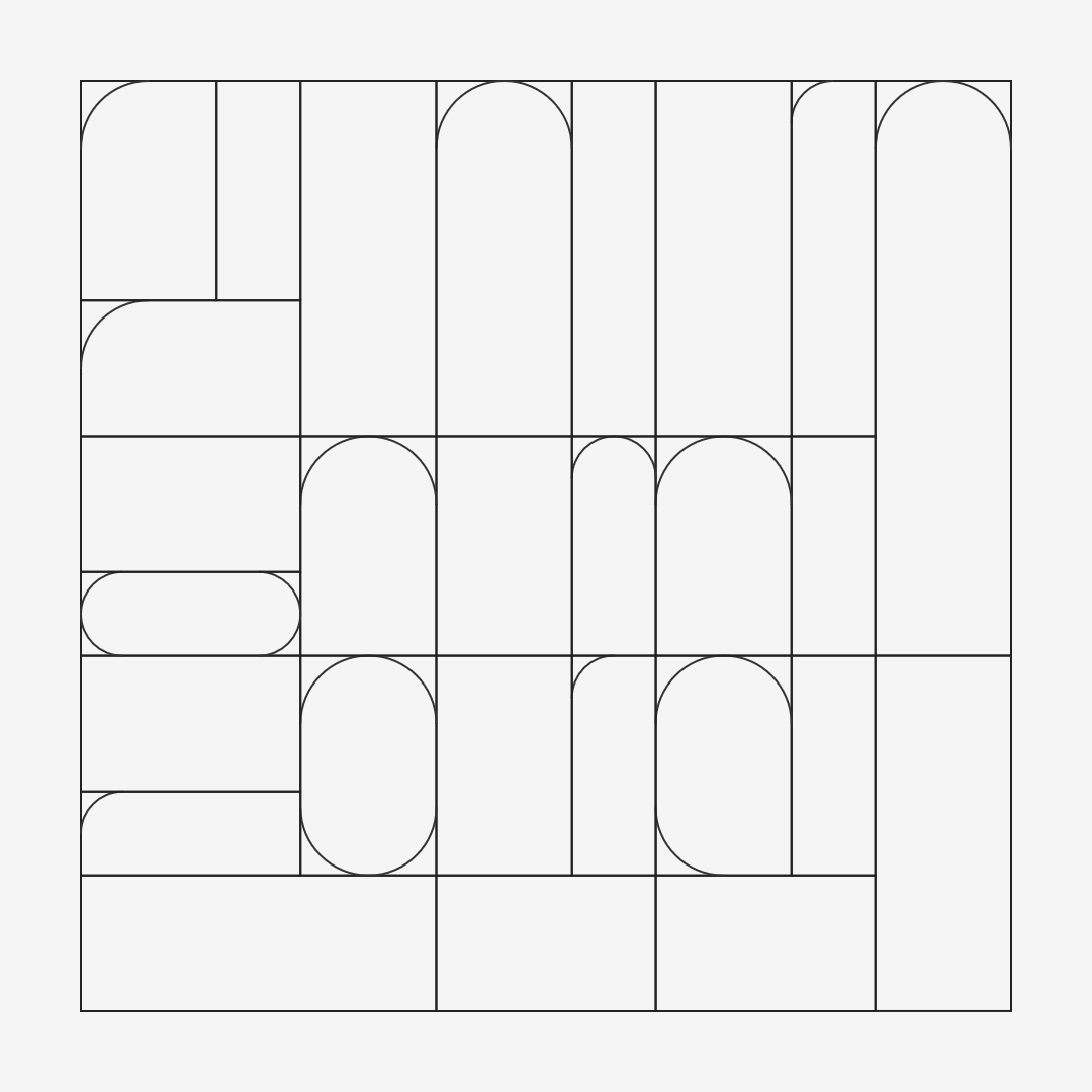 Image showing a bauhaus style grid with arcs generated using a golden ratio.