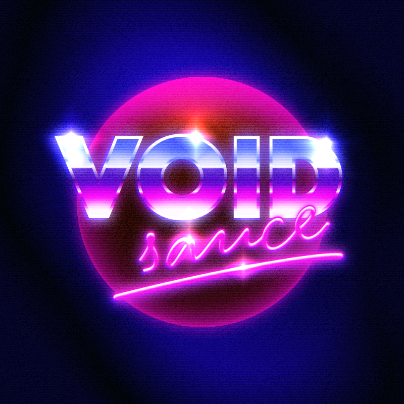 Image showing retro 80s neon logotype with text that reads VOID SAUCE.